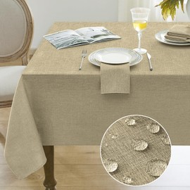 Softalker - Mantel rectangular con textura, impermeable, lavable, resistente a las manchas, antiarrugas, para cocina, comedor, fiestas (52 x 70 pulgadas, color caqui)