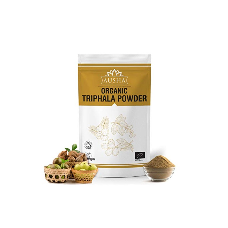 Ausha Organic Triphala Powder 250g | Haritaki, Amla, Bibhitaki |