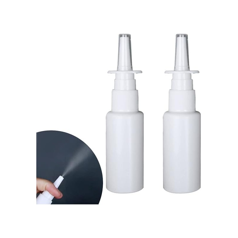 Tustao 2 Pieces White Nasal Spray Bottle 30ml Plastic Emptying