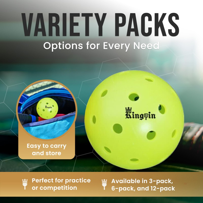Kingpin Pickleball Balls – Precision-Engineered 2.9-Inch Diameter, Durable Polyethylene, Consistent