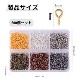 DEVENTORZ ヒートン ネジヒートン ねじ穴ピン ネジアイピン アイフックネジ ネジ イックド 金具 DIY材料 工作部品 工作用品 金具小物 ジュエリー製作用 アクセサリー 手芸 クラフト 小分けケース付き (カラフル)