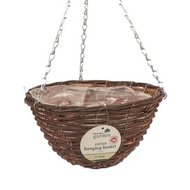 Kingfisher 12in (30cm) Dark Rattan Hanging Basket