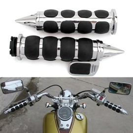 Pair of 1inch Dual Motorcycle Chrome Hand Grips Handle Bar Cone Throttle Assist Compatible with Sportster 883 1986-2020 Chopper