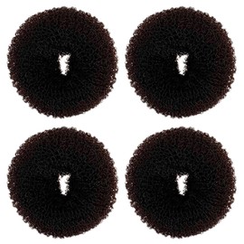 Extra Hair Donut Bun Maker for Kids, Ring Style Bun, 4PCS Chignon Hair Small Doughnut Shaper for Short and Thin Hair (Small, 2.5 Inch/Brown)