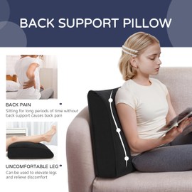 Daneey Back Pillow for Sitting in Bed, Back Support Pillow for Couch, Back Pillow for Couch Replacement, Removable Velvet Cover, Black