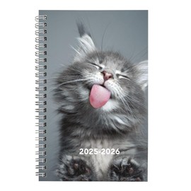 Blueline® Essential Academic Weekly/Monthly Planner, 13 Months, July 2025 to July 2026, Twin-Wire Binding, Poly Cover, 8" x 5", Animal Design, Cat (CA114PA.01-26)