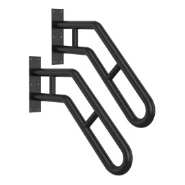 Frossvt 2-Pack!!! Handrail for Outdoor Grab Bar Wall Mount 25.8" Black 1 -3 Steps Stairs