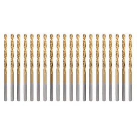 5/64" Titanium Drill Bits, HSS Metal Jobber Length Twist Drill Bits, 135° Split Point, Suitable for Drilling in Metal, Plastic, Wood, Pack of 20pcs, BECOLLO…