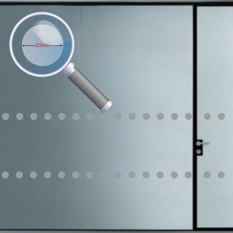 Glass Awareness Stickers 50mm Circles Dots Etched Effect Frosted Film