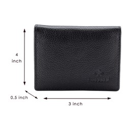 FINELAER Leather Minimalist Card Cash Id Wallet For Men, Black Matte, Medium, Minimalist & Modern