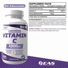EAS Vitamin C 1000mg - Supports Immune Health & Collagen Production - 200 Tabs