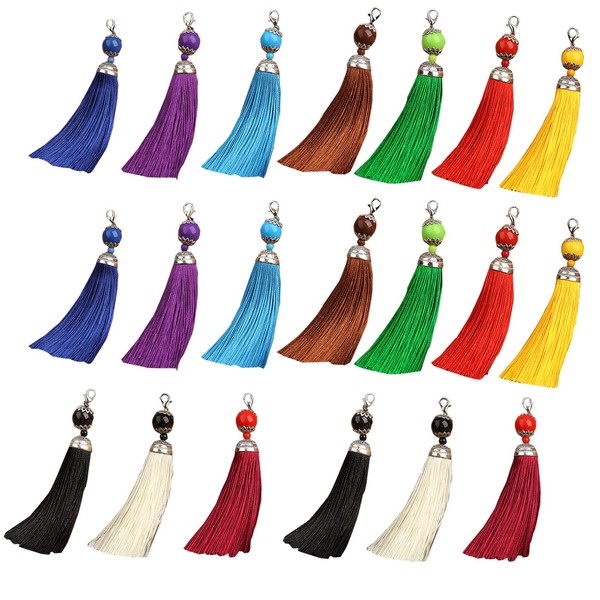 siawadeky Colorful Decorative Tassels, Set of 20, 10 Colors, Fringes, Crafting Supplies, Lobster Clasp, Accessory Parts, Handmade Material, For Room Decoration, Fan Decoration, Color Tassels, Chinese Arts & Crafts Tassels, Tassels, Kenpo, Ornaments, Jewe