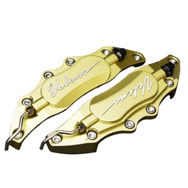 VELENO Caliper Cover Brake Left and Right Set L Size Color Gold Champagne Gold Universal Aluminum 2-Piece Set Aluminum Texture Adds Elegance to Your Car's Undercarriage (Champagne Gold/Gold, L)