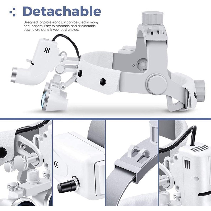 EustomA 5W Headband 3.5X-420 Binocular Loupes Optic Glass with LED