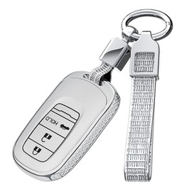 ontto 3 buttons PC Car Key fob Cover compatible with Honda Civic 11th 12th Gen Accord Vezel Freed Pilot CRV 2023 2024 Smart Key case Shell keyring Key holder keychian accessories Silver B