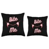 Bite Me Vampire Teeth with Blood Drops Throw Pillow
