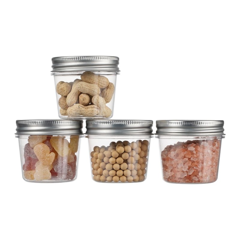 Naivees Plastic Mason Jars 4 Ounce Clear Storage Containers with