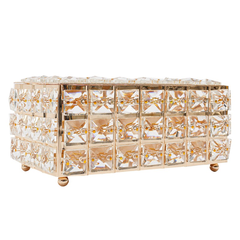 Tabletop Crystal Tissue Box Gold Paper Box Home Crystal Napkin