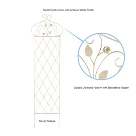 Pure Garden 50-LG5077 (Antique White) Garden Trellis-for Climbing Plants