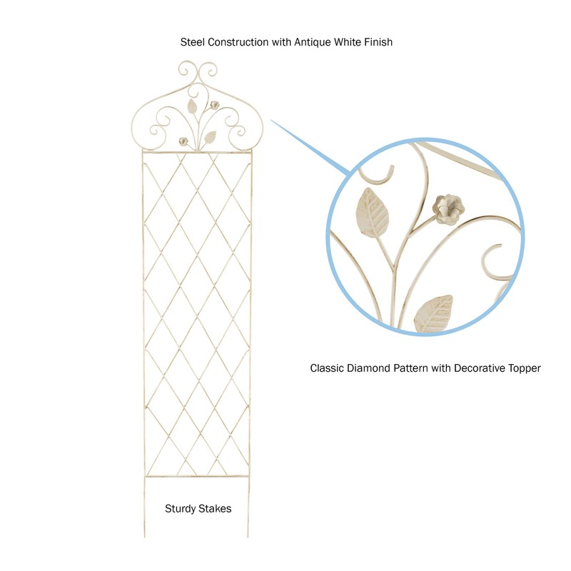 Pure Garden 50-LG5077 (Antique White) Garden Trellis-for Climbing Plants