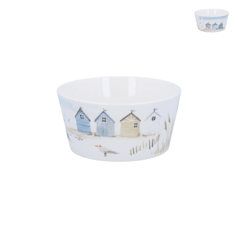 Gisela Graham Beach Hut Design Mini Bowl, New Bone China,