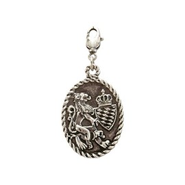 Alpenflüstern AAH140 Costume Pendant Coat of Arms Lion Oval for Charivari or Costume Necklace (Antique Silver-Colour), Non-precious metal