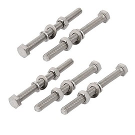 sourcingmap 5 Set M8x100mm 316 Stainless Steel Hex Bolts w Nuts and Washers Assortment Kit
