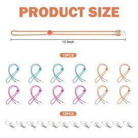 PLLDVEFD 12-Piece Adjustable Lanyard, Equipped With 12-Piece Metal Clips, Elastic Lanyard, Durable Elastic Rope, Fixing Tools For Knitting.
