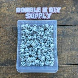 15mm Printed Silicone Beads - 10pc:_Volleyball
