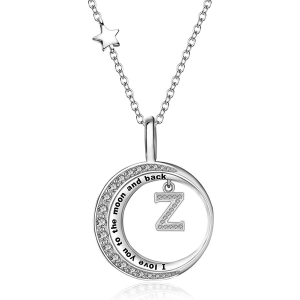 LOCIBLO Moon and Star Initial Necklaces for Women 925 Sterling