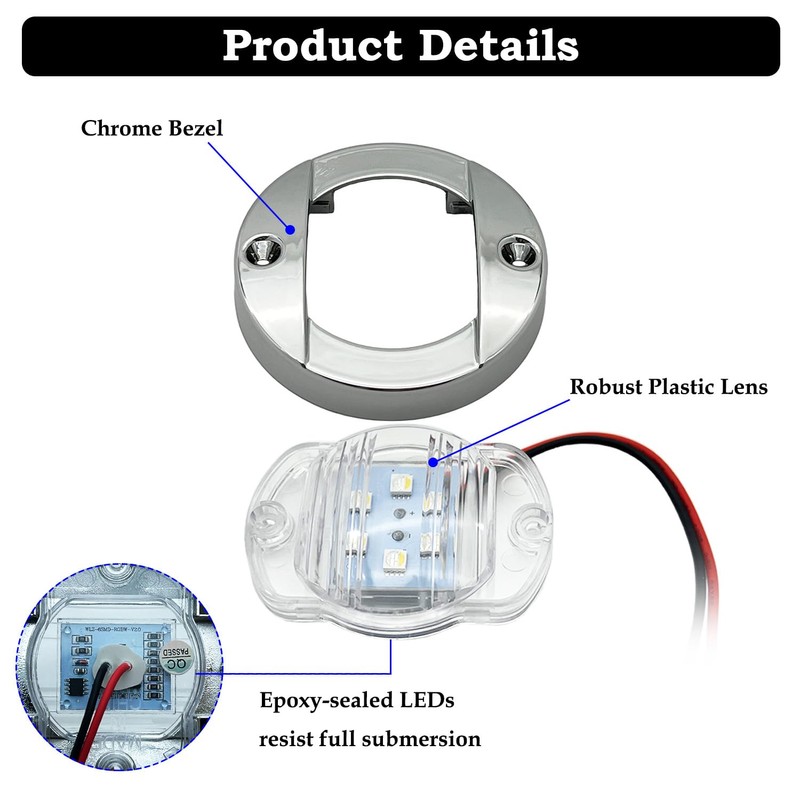 SMIXCTEK RGBW Boat Courtesy Lights, 3 Inch Waterproof Boat Interior