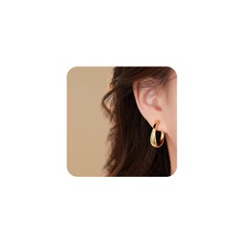 Mesaro Two-Ear Earrings, Stainless Steel, Half Moon, Semicircle, 18G, Stud Earrings, Hoop Earrings, Women's, Stainless Steel Earrings, Silver Earrings, Silver, Golden, C-Shaped, Round, Large, Copper