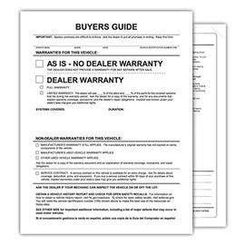 Buyers Guides for Car Dealers - Outdoor - Exterior Window Stickers - 8.5 x 11 Inches - (As is) -(100 Per Pack)