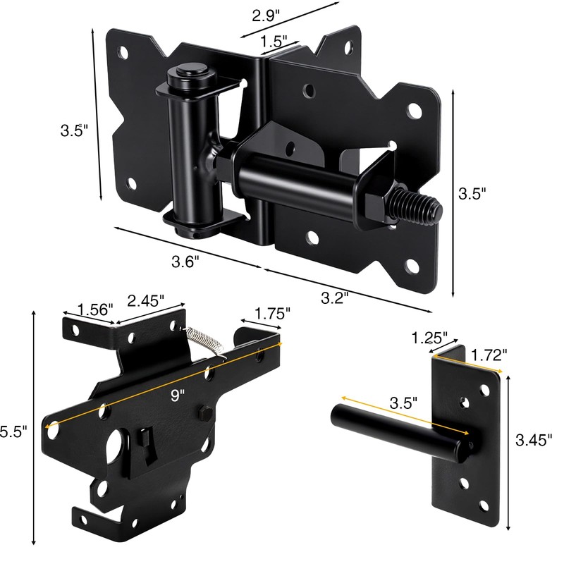 Self Closing Gate Hinge and Latch Kit for Wooden/Vinyl Fence