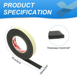 PATIKIL 3/4 Inch x 33 Ft Weather Stripping Door Seal Strip, 2 Roll 1mm Thick EVA Self Adhesive Foam Seal Tape for Door Window Insulation, Black