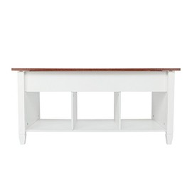 Bazhshxu Lift Top Coffee Table Dining Desk for Living Room,End Table Side Desk with Hidden Storage Cabinet(White & Light Brown)