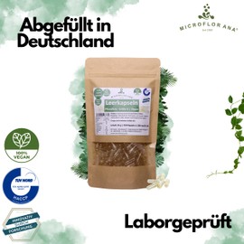 MICROFLORANA® - Empty capsules 0-250 pieces - Vegan - HPMC - Suitable for hand machines - Empty capsules - Empty capsules - To fill yourself - Vegetable empty capsules - Laboratory tested