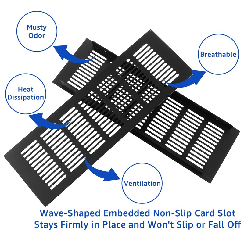 YAYODS Pack of 4 Rectangular Ventilation Grille, Black, 300 x