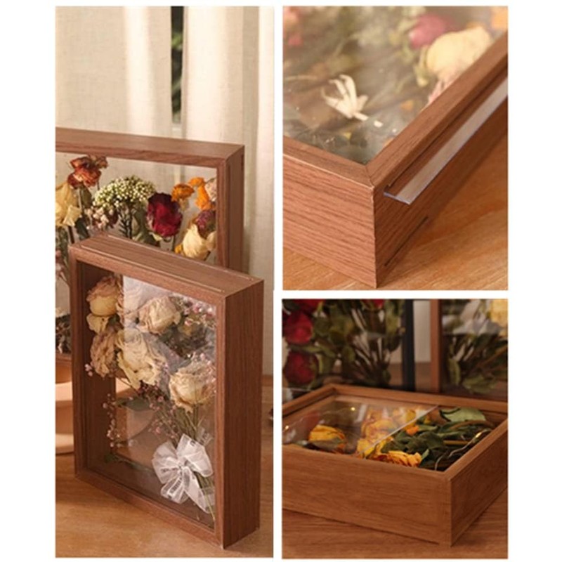 JOSON 2 packsWooden Dried Flower Photo Frame Dried Flower Display
