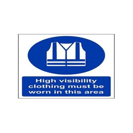 V Safety 41065AN-R High Visibility Clothing Must Be Worn In This Area PPE Sign - Portrait - 150mm x 200mm - 1mm Rigid Plastic, Blue