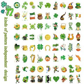 St. Patrick's Day Shamrock Temporary Tattoos, Waterproof Body Face Stickers Party Favors 144 PCS