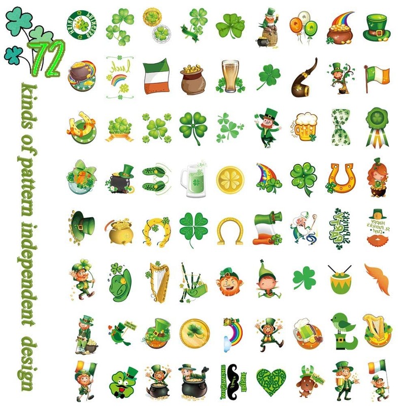 St. Patrick's Day Shamrock Temporary Tattoos, Waterproof Body Face Stickers