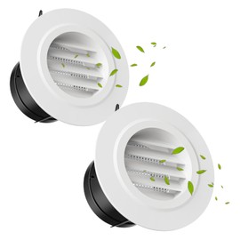 Soffit Vents 4 Inch, Adjustable Round Vent Cover Air Vent with Built-in a Fly Screen, ABS Ceiling Diffuser for Bathroom, Living Room, Exhaust Vent Office Home, Soffit Vents Home Ventilation - 2PCS