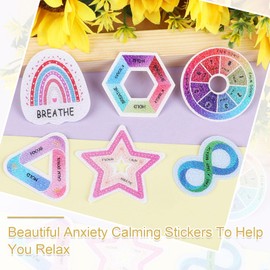 JOFONY 36PCS Anxiety Sensory Stickers,6 Styles Calm Paster Tactile Fidget Textured Mindfulness Sticker for Desk Water Bottle Laptop Stress Anxiety Relief Counselor Kids Adult School Supplies