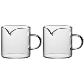 Sizikato 2pcs Transparent Glass Creamer with Handle, 4oz Mini Coffee Milk Creamer Pitcher.