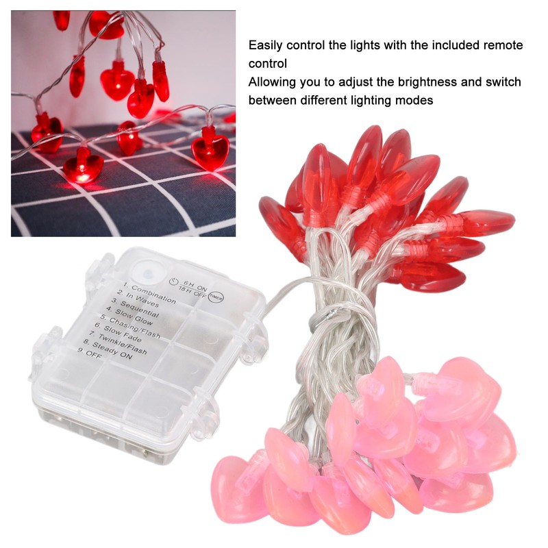 Red Heart Fairy Lights Romantic Battery Powered Love String Lights