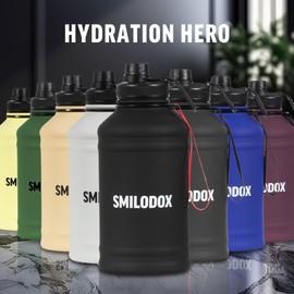 SMILODOX Stainless Steel Water Bottle, 2.2 Litres, Extra Strong Sports & Fitness Water Bottle with Push Closure, BPA-Free Metal Sports Bottle for Gym, Bodybuilding, Outdoor, Hiking & Office