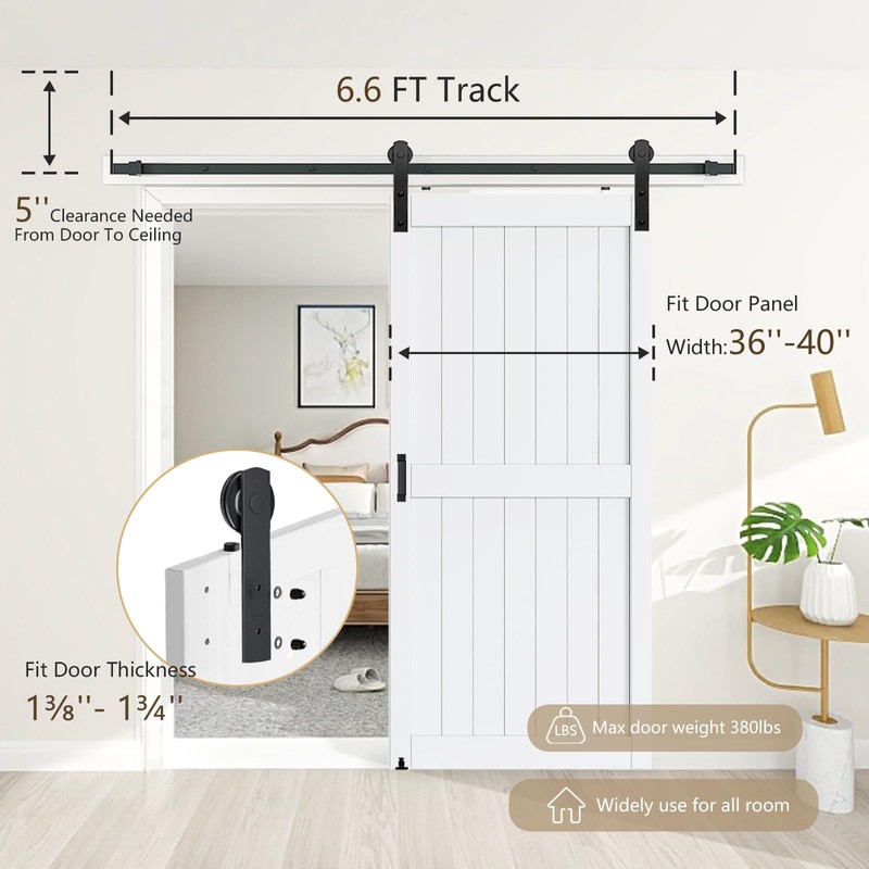 Arti-Life Sliding Barn Door Hardware Kit 6.6 FT Heavy Duty-Smoothly