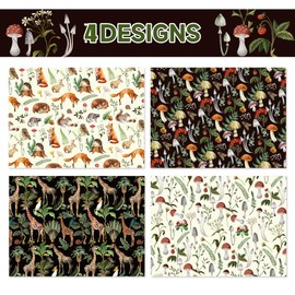 12 Sheets of Mushroom Wrapping Paper, Double-Sided Printed Wrapping Paper, Birthday Gift Wrapping Paper, Children for Gift Wrapping Paper, School, Wedding, Party, Holiday, Birthday, Gift Wrapping
