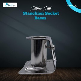 MARINE CITY 304 Stainless Steel Stanchion Socket with Triangular Base and Buttress for Pipe for Marine Boat Yacht Fishing (84 Degree)